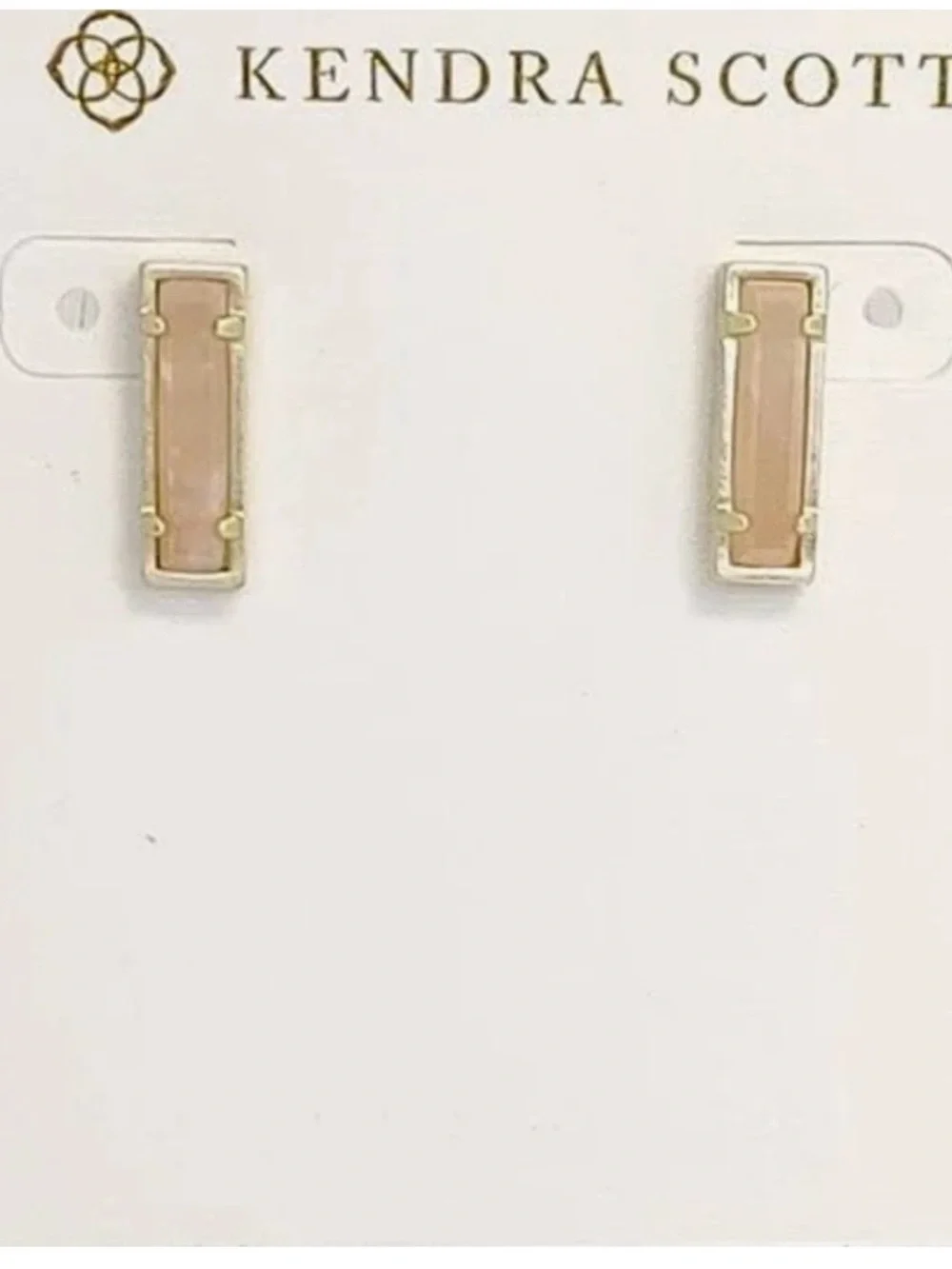 Kendra Scott Blush Pink Bar Stud Earrings in Gold